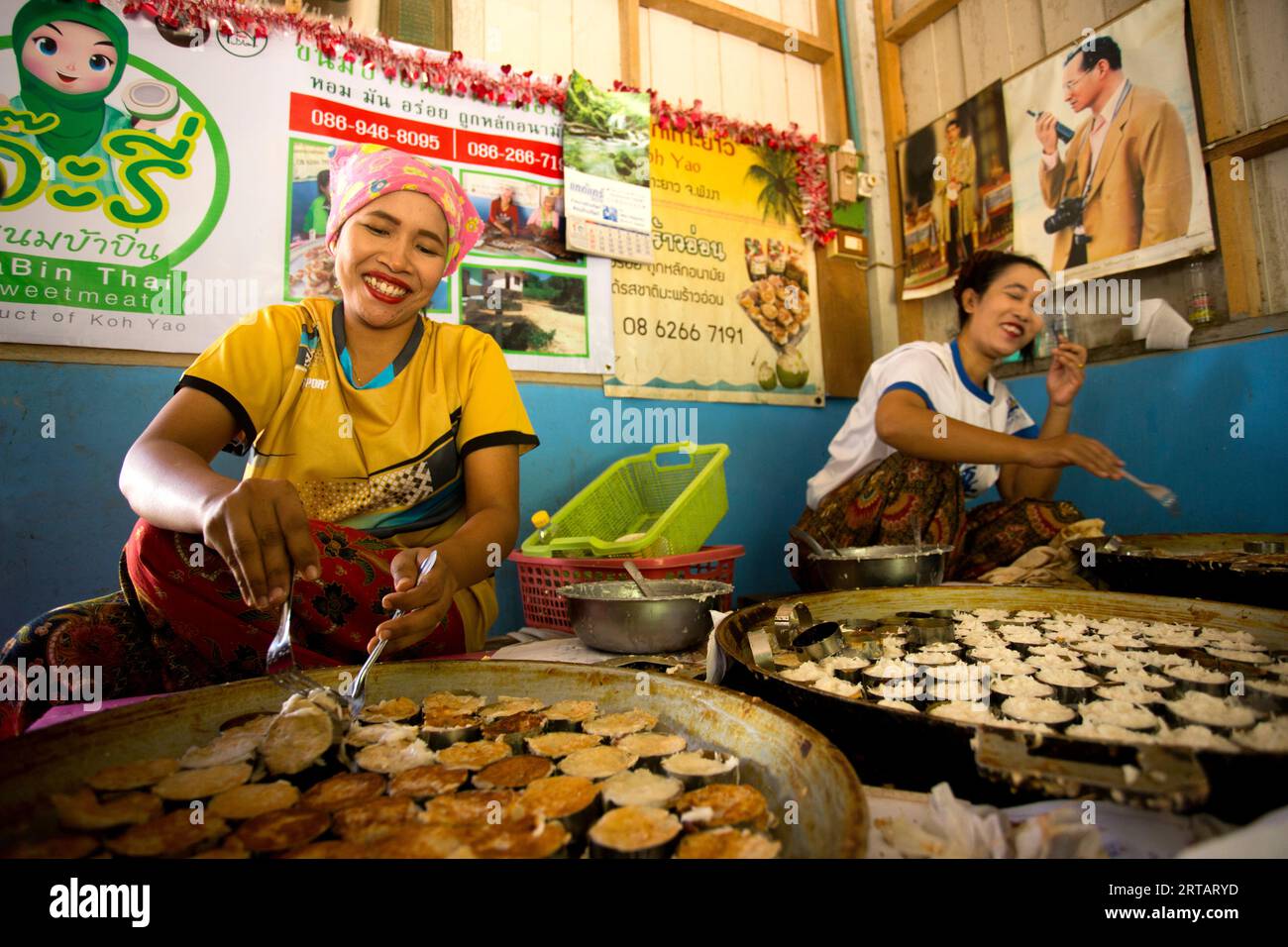 Koh Yao, Thailand; January 1, 2023: A group of women preparing ...