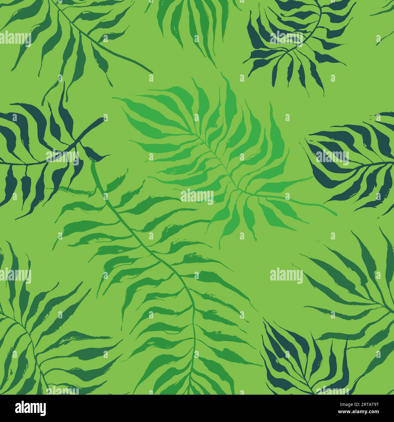 Brush Green Leaves and Branches Seamless Pattern Stock Vector Image ...