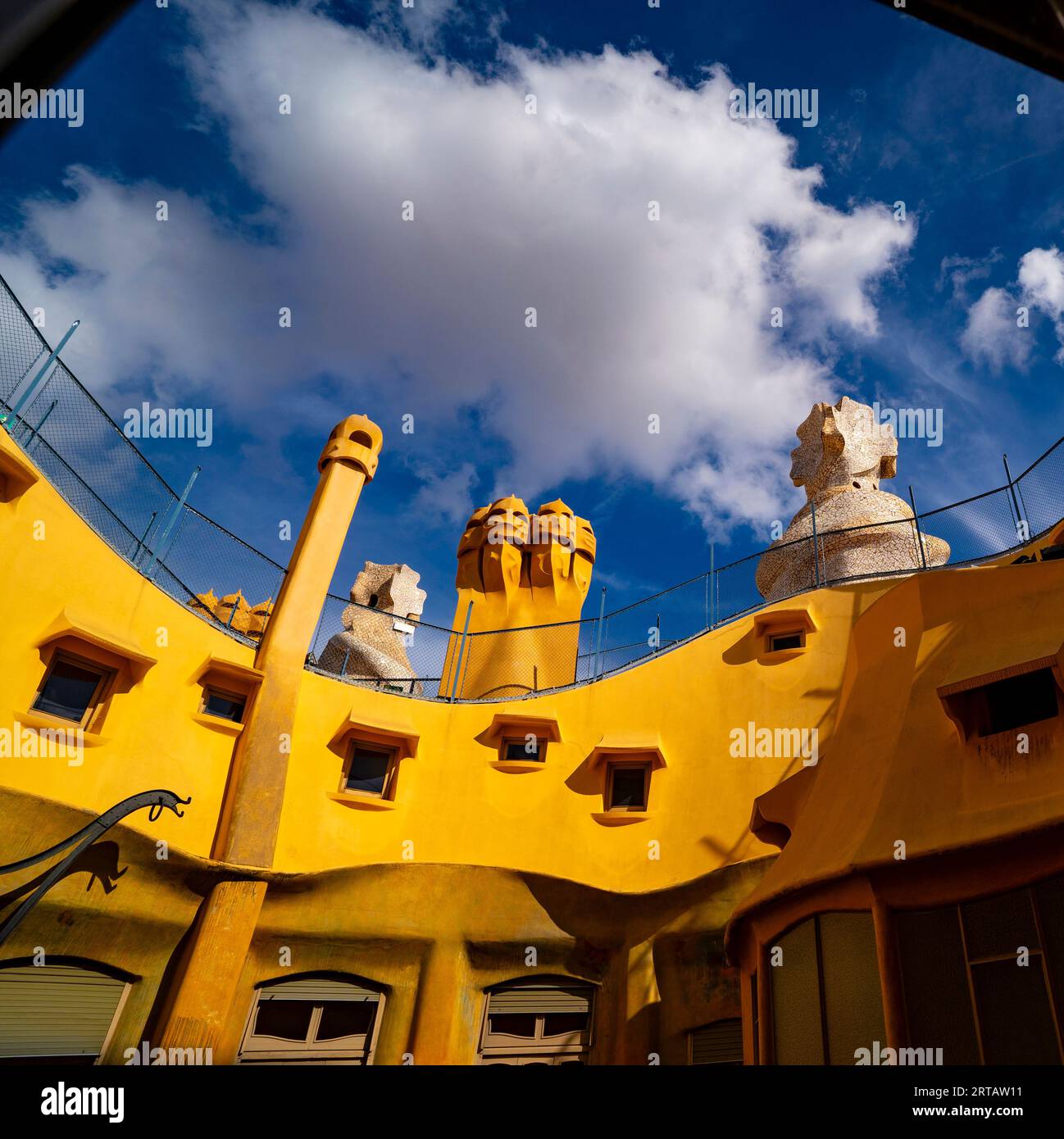 La Pedrera - Casa Milà, apartment building designed by Catalan architect Antoni Gaudi, on Passeig de Gracia, Barcelona, built between 1906 and 1912. Stock Photo