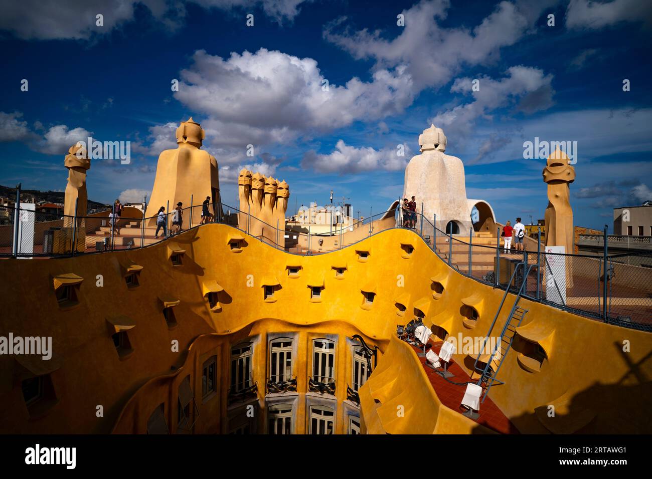 La Pedrera - Casa Milà, apartment building designed by Catalan architect Antoni Gaudi, on Passeig de Gracia, Barcelona, built between 1906 and 1912. Stock Photo