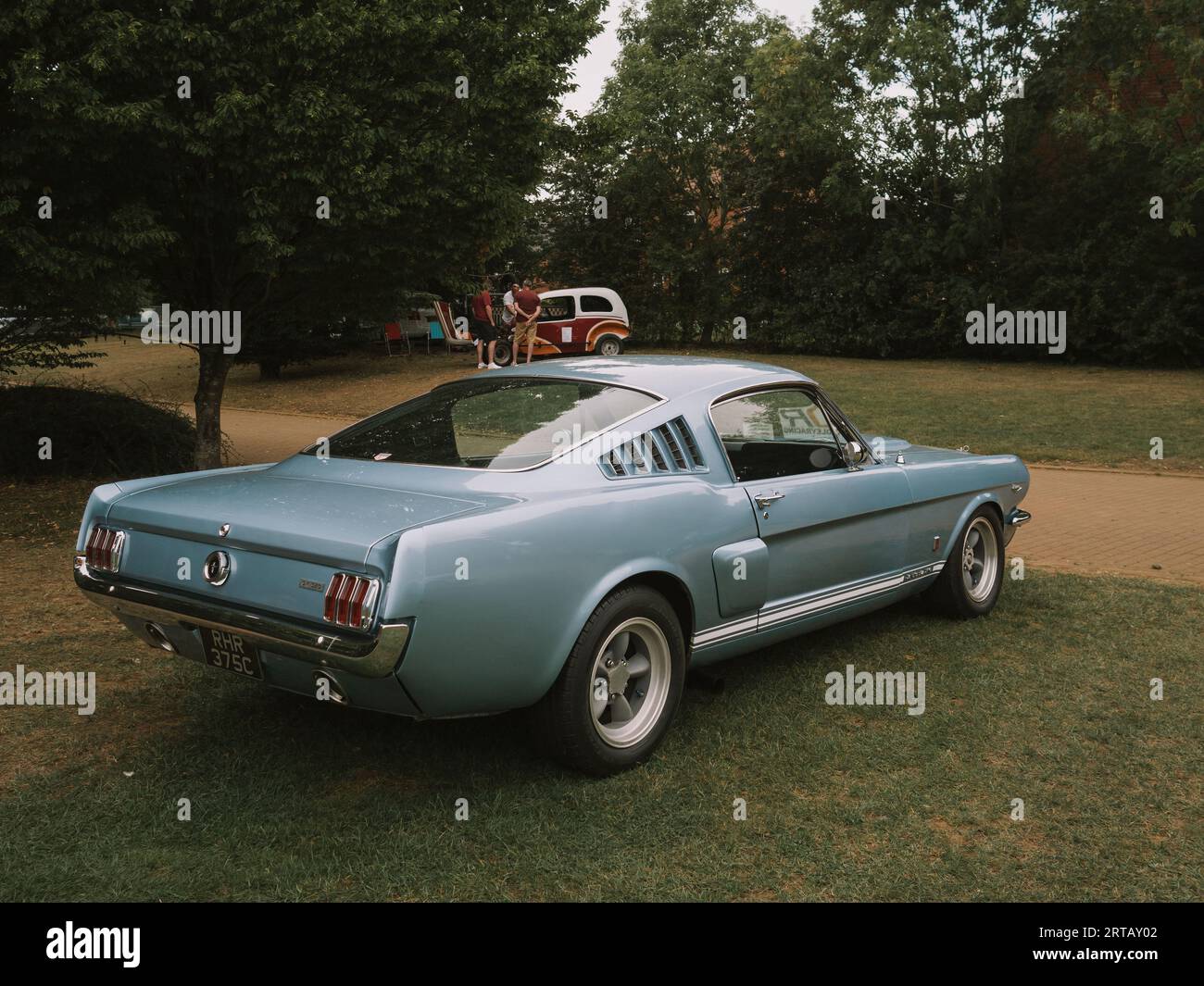 Silver Blue 1960s Mustang Fastback GT on displayed at the October 2023 Banbury Car & Bike Meet Stock Photo