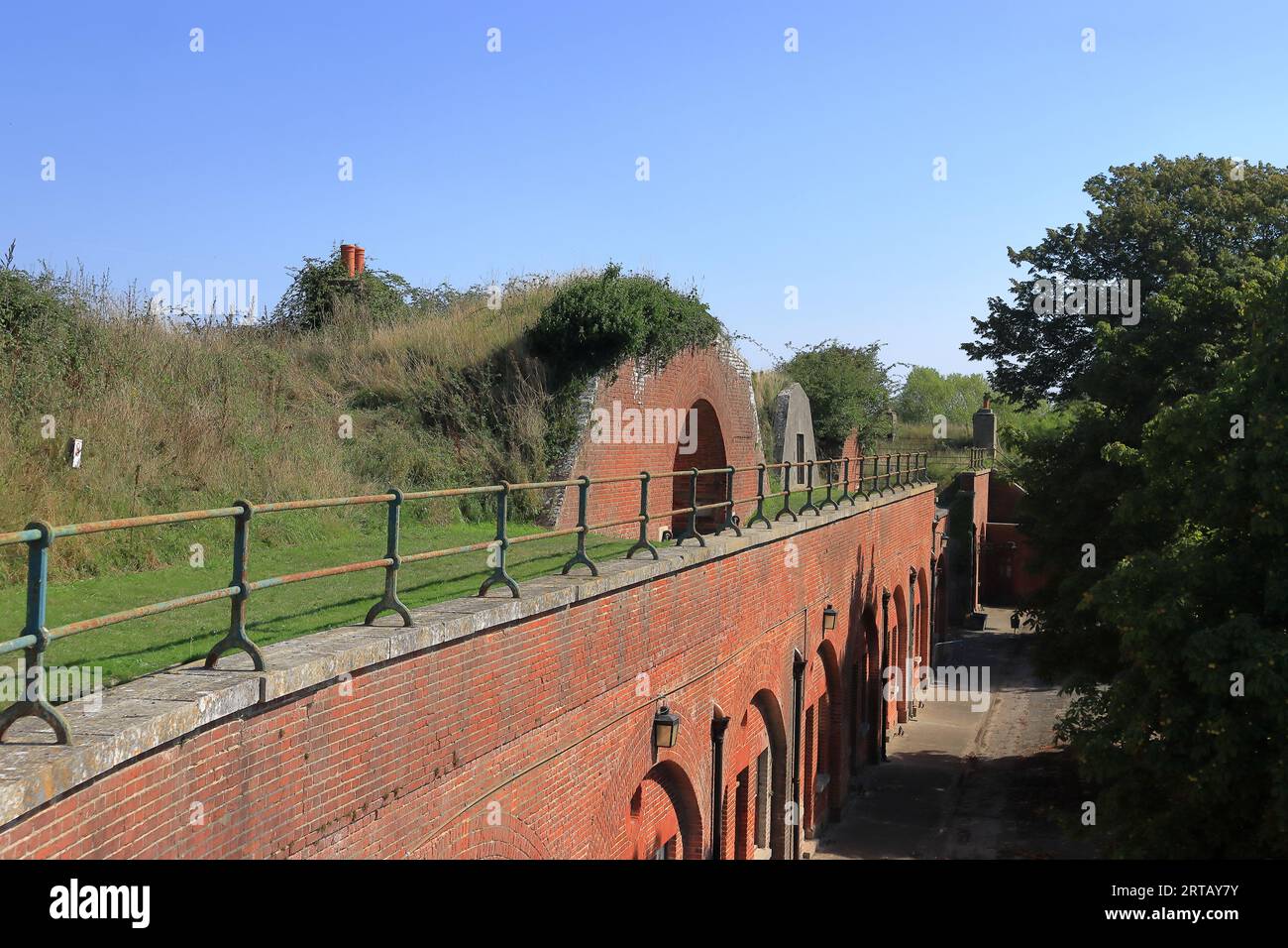 Fort Brockhurst, Gosport, Hampshire, England. September 10th 2023. Gosport Heritage Open Day. The fort was built between 1858 and 1862. The rooftop footpath over the barrack rooms and ablutions with expense magazines. Stock Photo