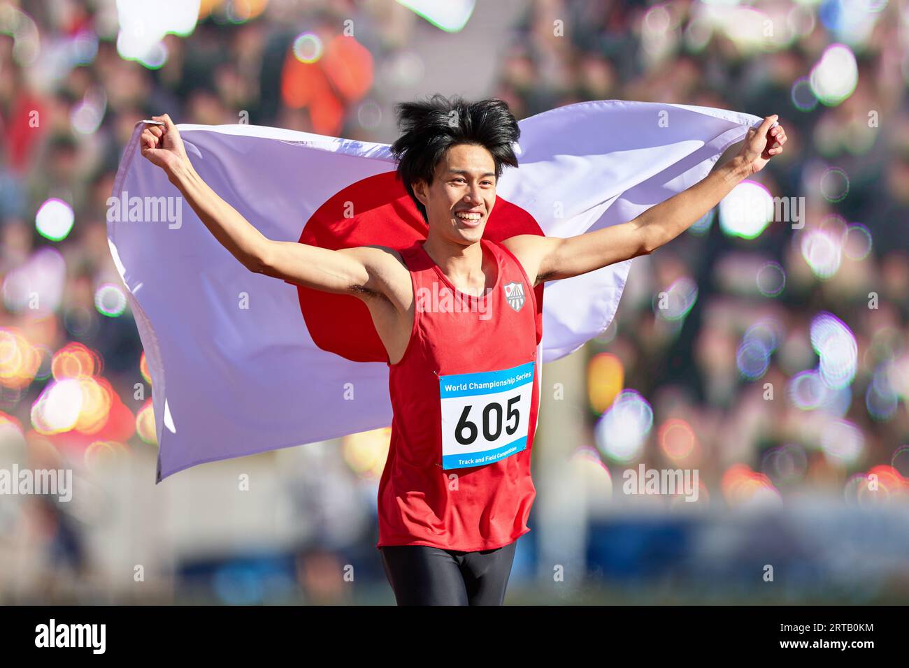 Japanese athlete running on track Stock Photo Alamy