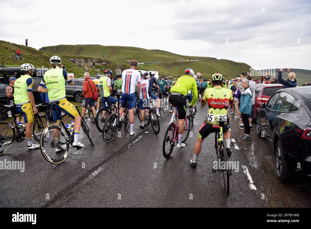 Free pictures The Tour of Britain 2023, stage 8, The race was paused for around 15 minutes on the top of the Bwlch Mountain,  due to an incident near Stock Photo