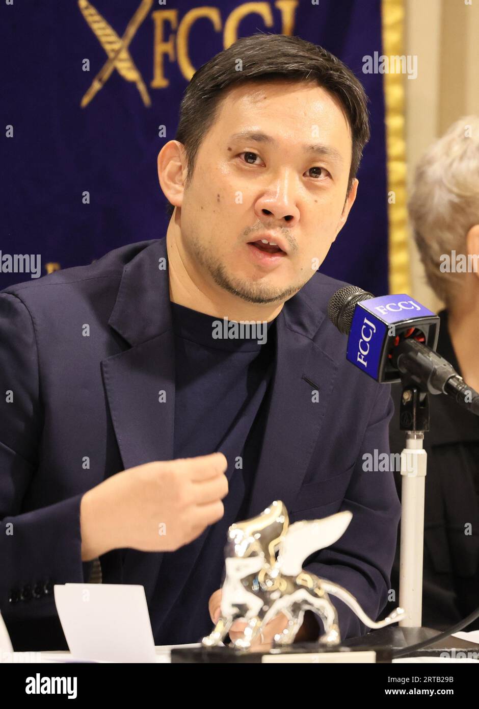 Tokyo, Japan. 12th Sep, 2023. Japanese film director Ryusuke Hamaguchi speaks at a press
