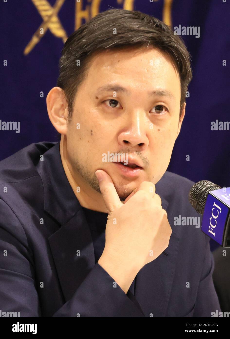 Tokyo, Japan. 12th Sep, 2023. Japanese film director Ryusuke Hamaguchi speaks at a press