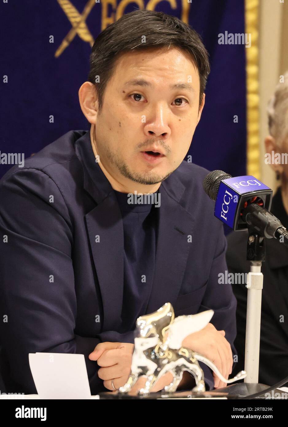 Tokyo, Japan. 12th Sep, 2023. Japanese film director Ryusuke Hamaguchi speaks at a press