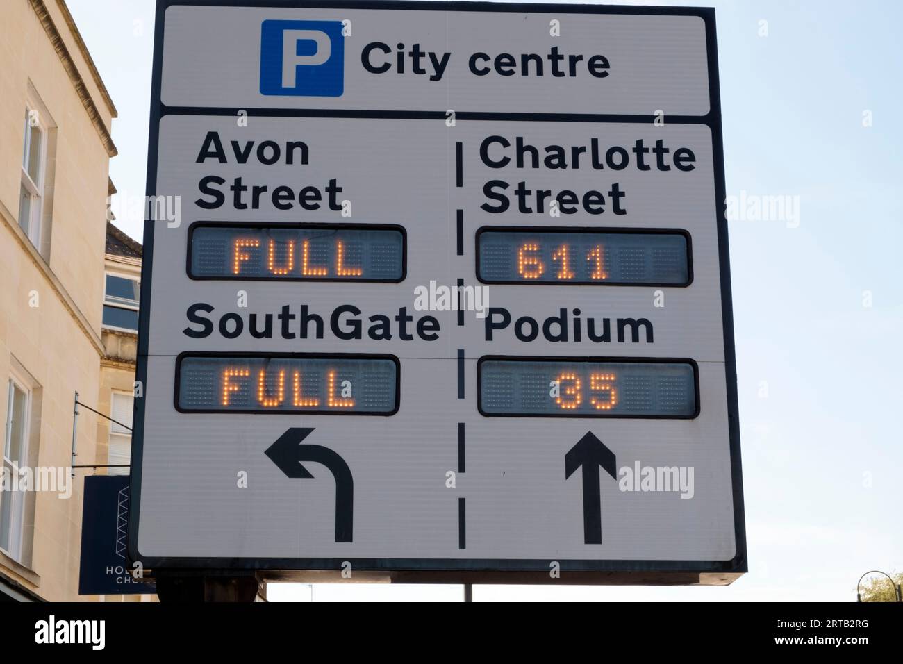 Busy day for Bath car Parks. Soign on the London rd, Bath UK Stock Photo