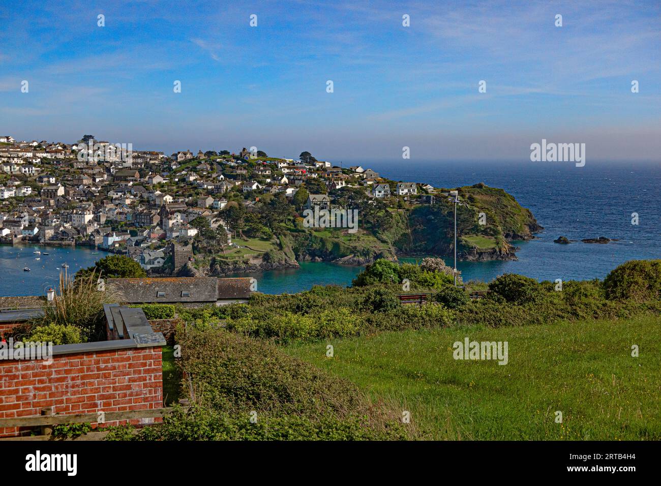 view of polruan in cornwall from fowey Stock Photo