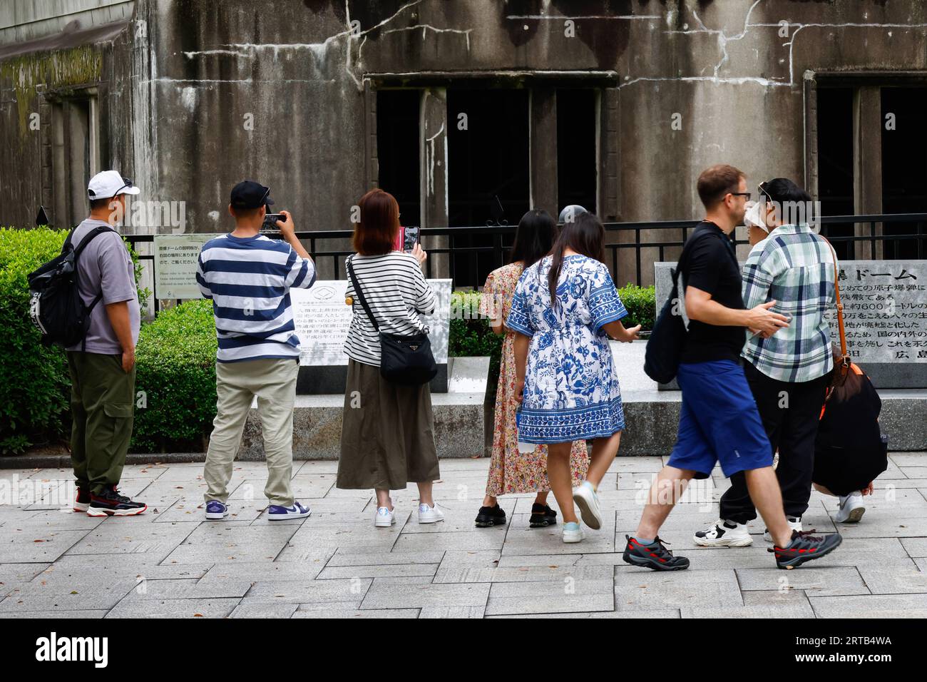 People visit the Atomic Bomb Dome in the city of Hiroshima, western ...