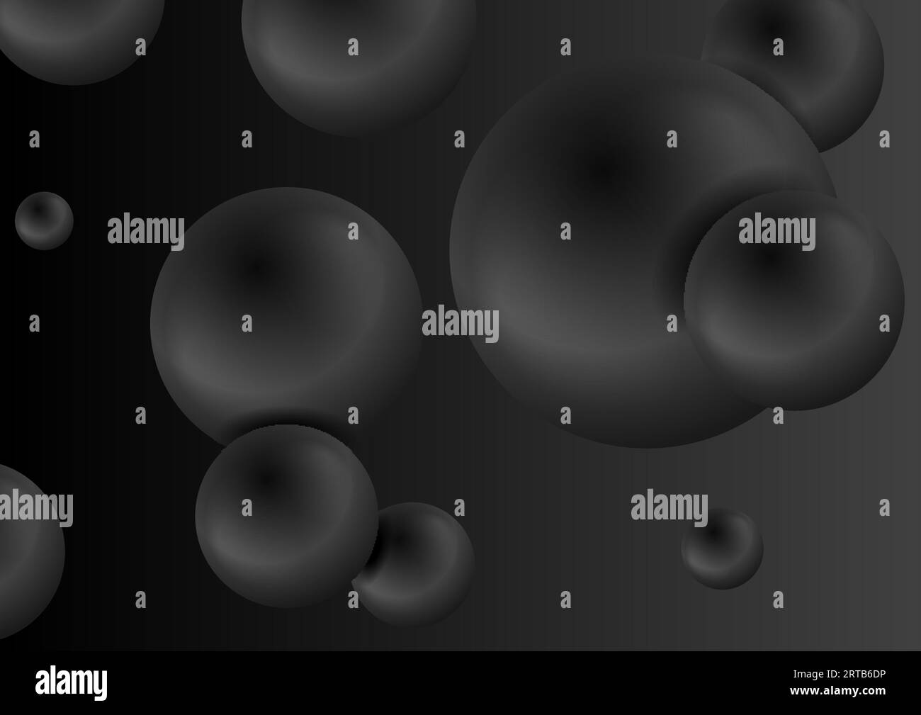 Abstract black minimal futuristic 3d balls tech background. Dark vector design Stock Vector