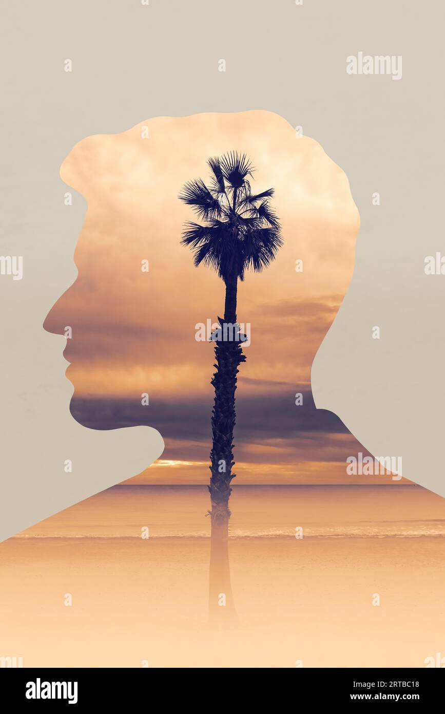 Double exposure face sunrise hi-res stock photography and images - Alamy