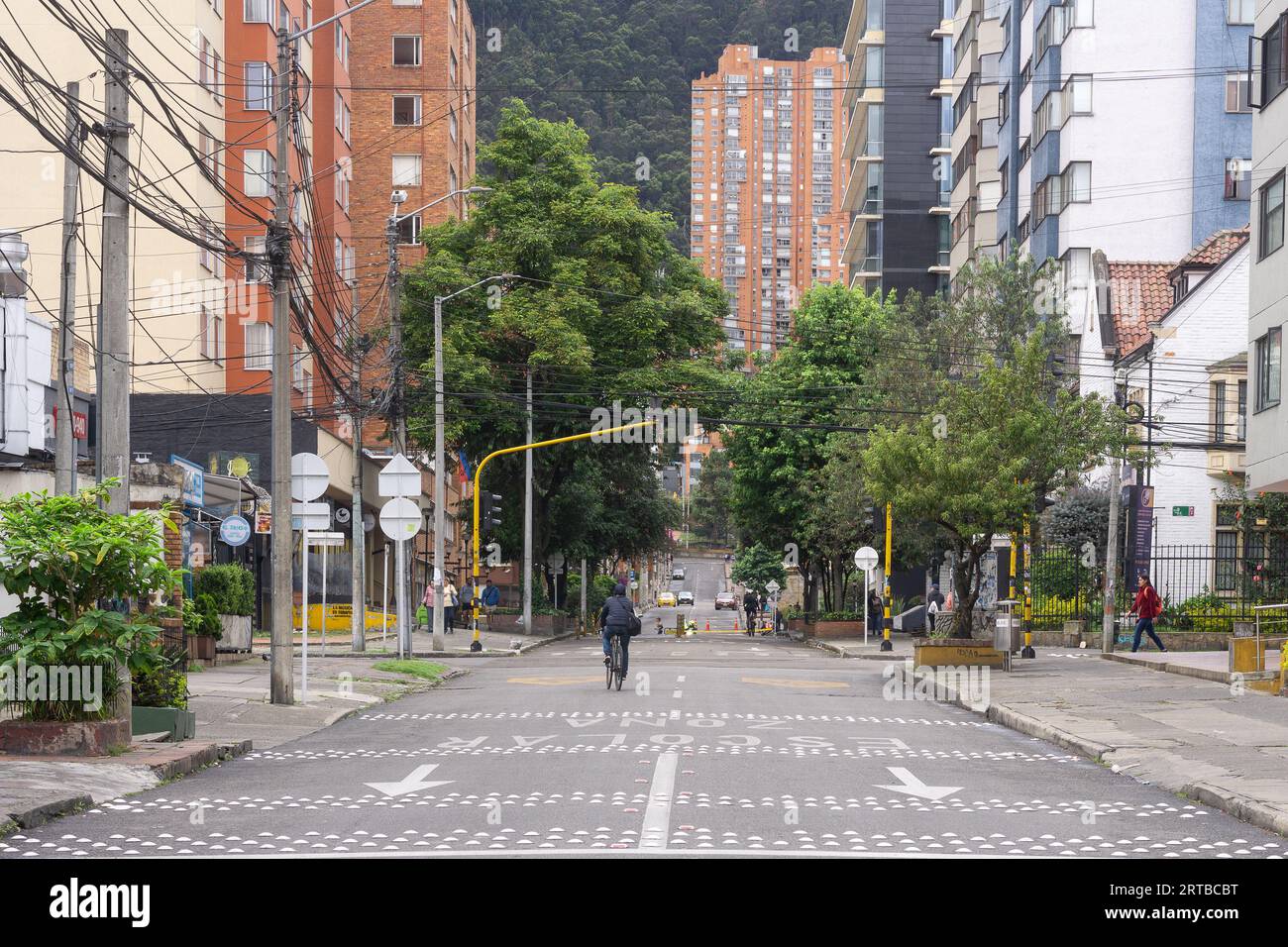 Street scene in the Chapinero neighbourhood of Bogota, Colombia. Stock Photo