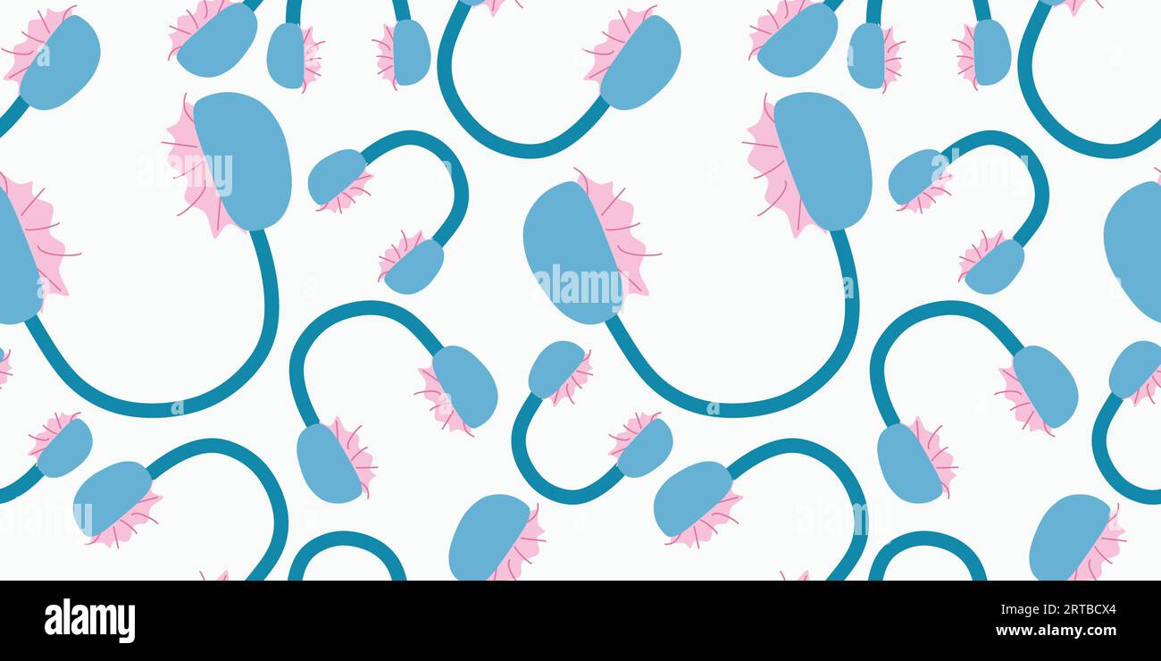 Winter headphones pattern vector seamless blue repeat for any use Stock Vector