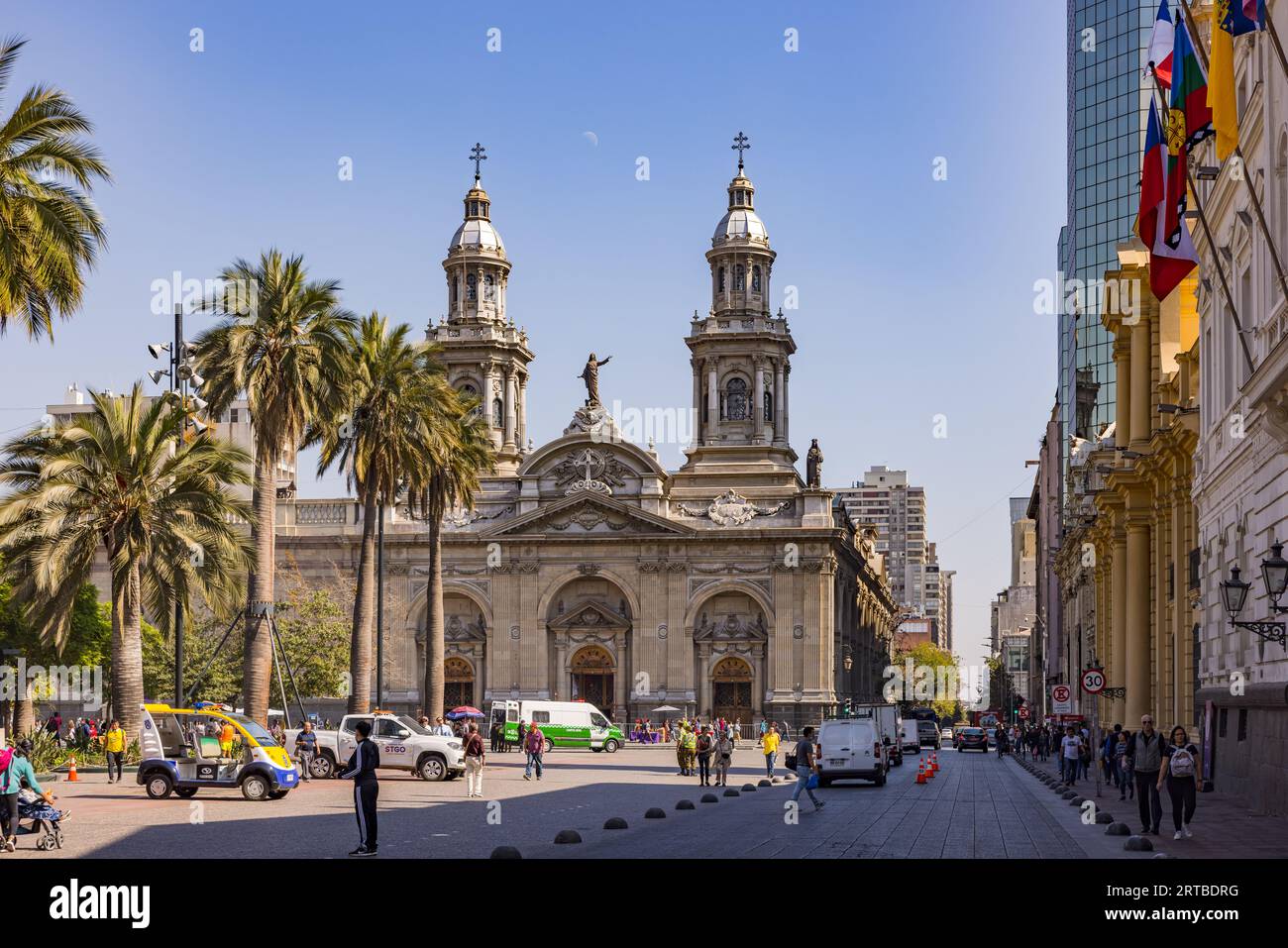 The Catedral Metropolitana de Santiago at the Plaza de Armas in the heart of the Chilean capital of Santiago de Chile, South America Stock Photo