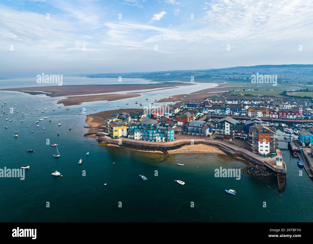 Exmouth and River Exe from a drone, Dawlish Warren, Devon, England, Europe Stock Photo
