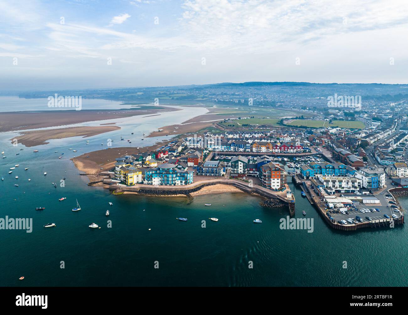 Exmouth and River Exe from a drone, Dawlish Warren, Devon, England, Europe Stock Photo
