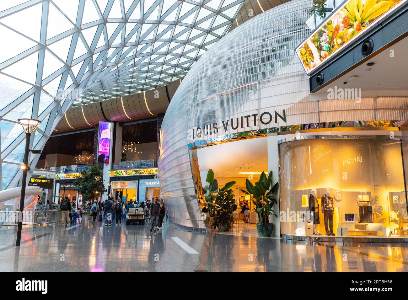 Louis Vuitton duty free store front at Doha Hamad International Airport, Qatar Stock Photo