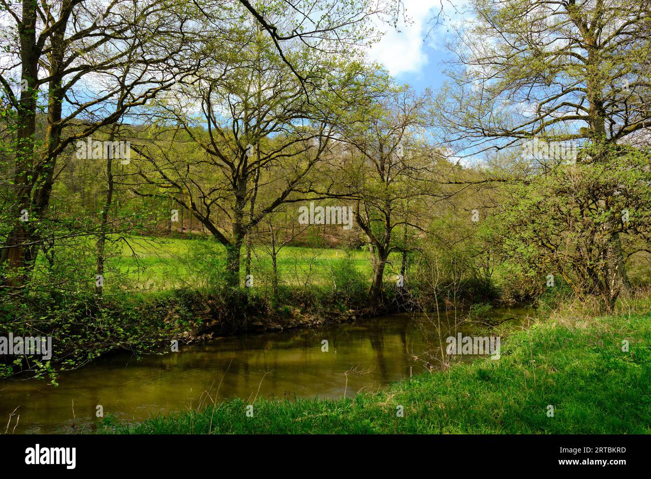 Landscape in the Sinn valley between Burgsinn and Rieneck, Main-Spessart district, Lower Franconia, Franconia, Bavaria, Germany Stock Photo
