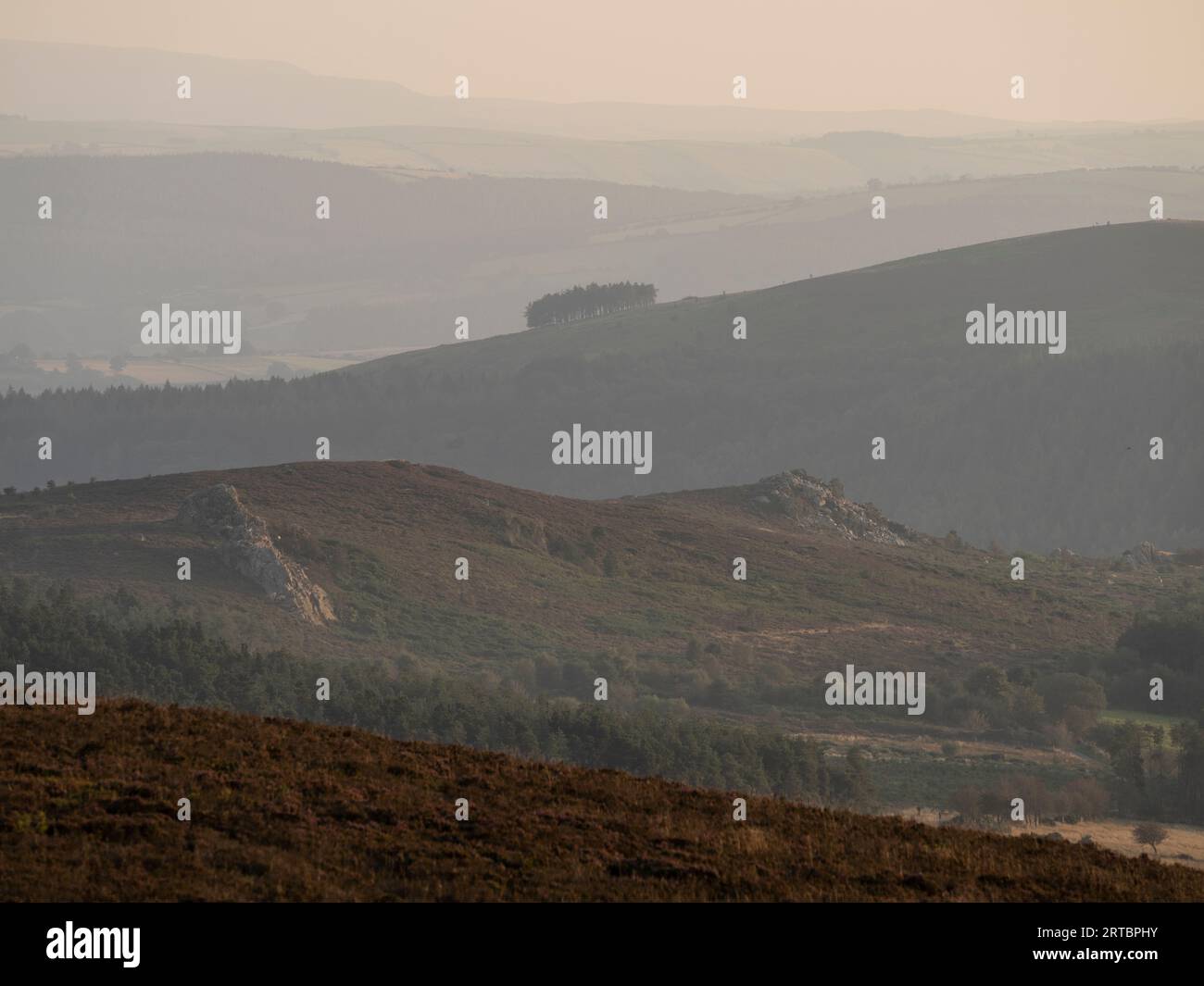 Scenery viewed from Stiperstones, a rocky quartzite ridge in South ...