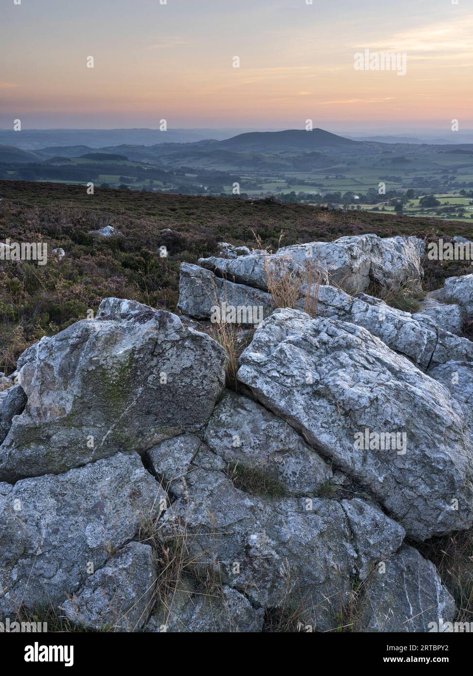 Scenery viewed from Stiperstones, a rocky quartzite ridge in South ...