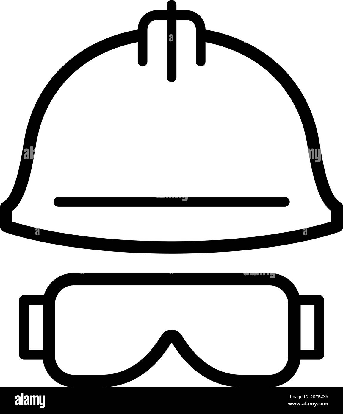 Helmet and glasses icon as a linear symbol for web design Stock Vector