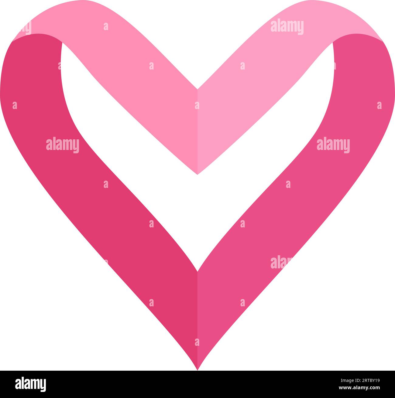 Pink ribbon heart shape symbol. vector illustration Stock Vector