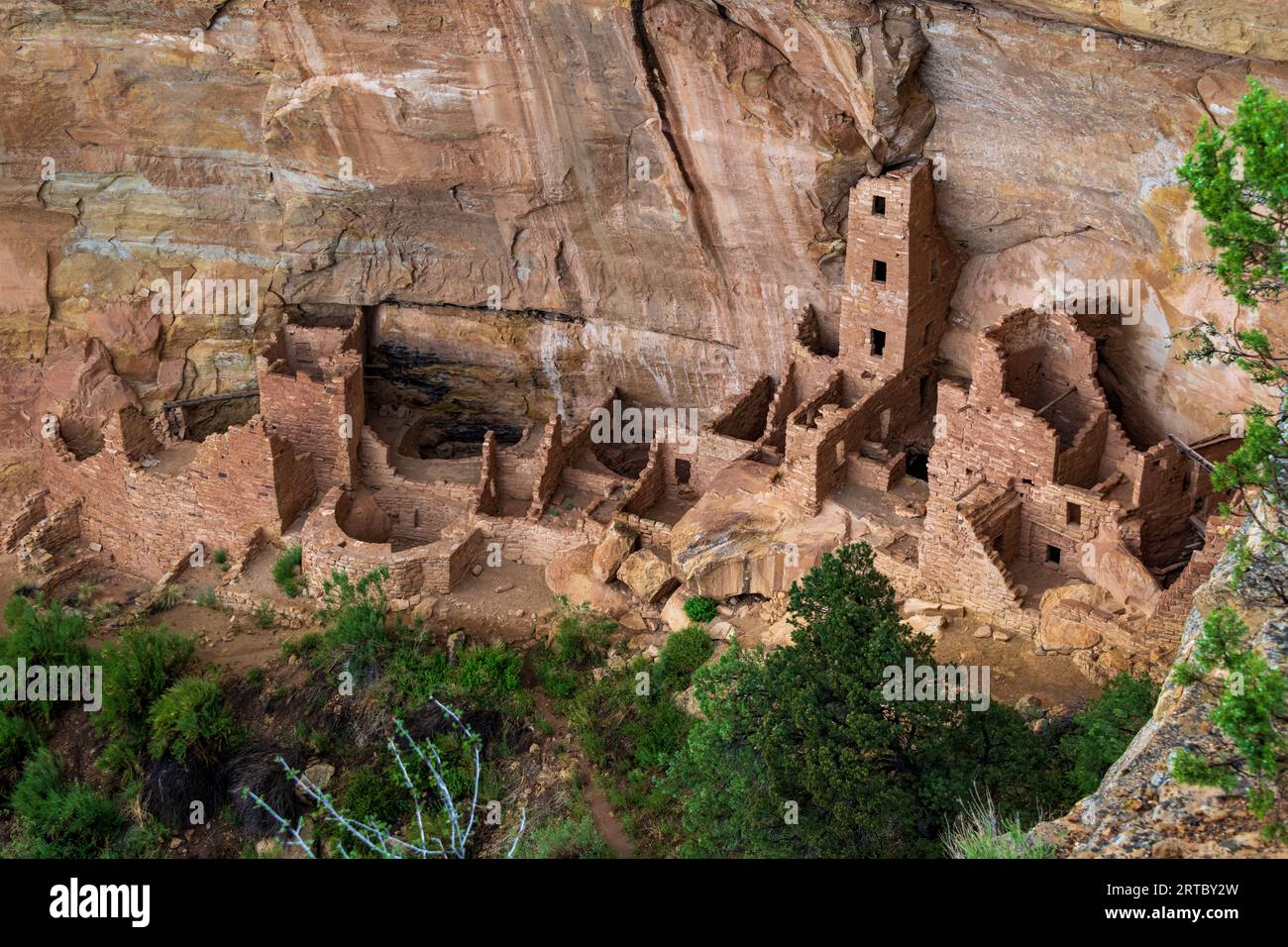 One of the many cliff dwellings in Mesa Verde National Park Stock Photo ...