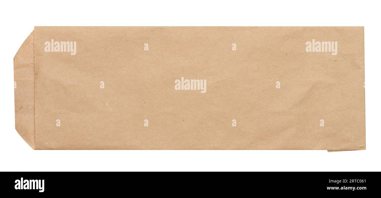 Rectangular envelope made of brown kraft paper on a white isolated background Stock Photo