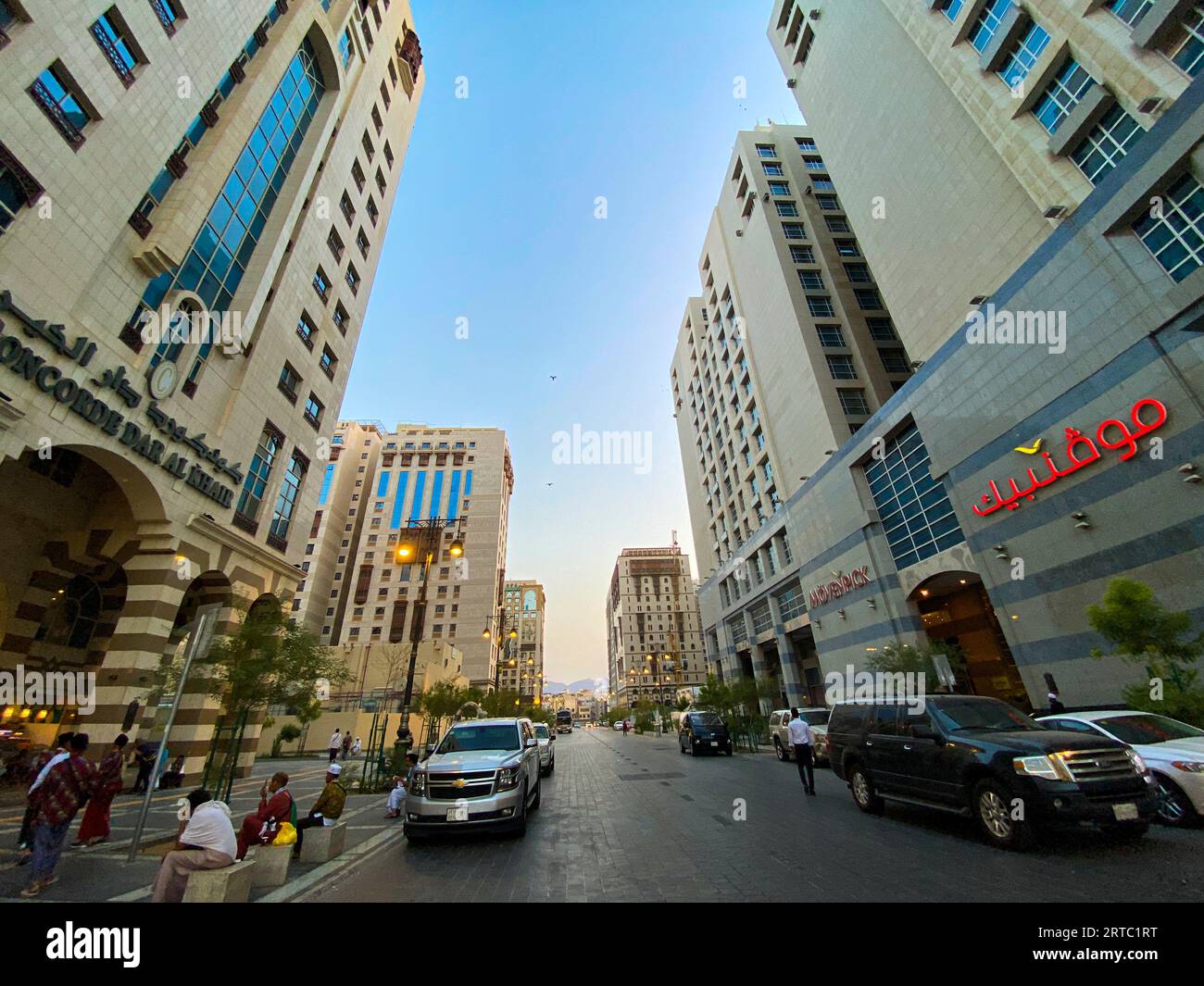Medina, Saudi Arabia August 22, 2023 Tall hotel buildings seen near
