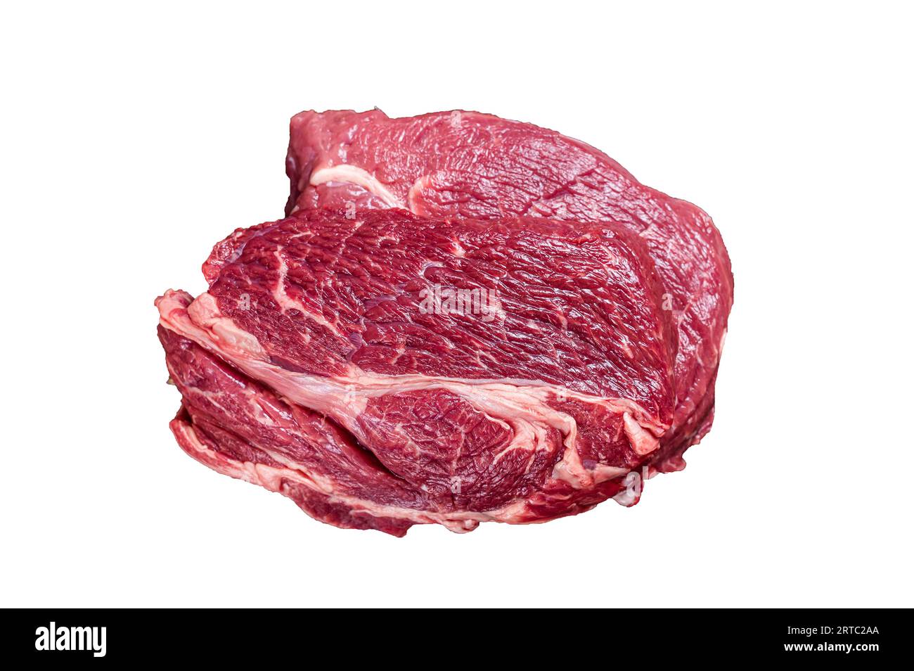 Raw Chuck eye roll beef steak on butcher table. High quality Isolate