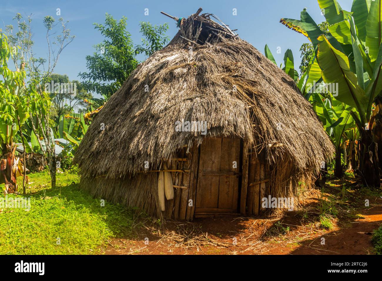 Traditional Dorze hut woven out of bamboo, Ethiopia Stock Photo