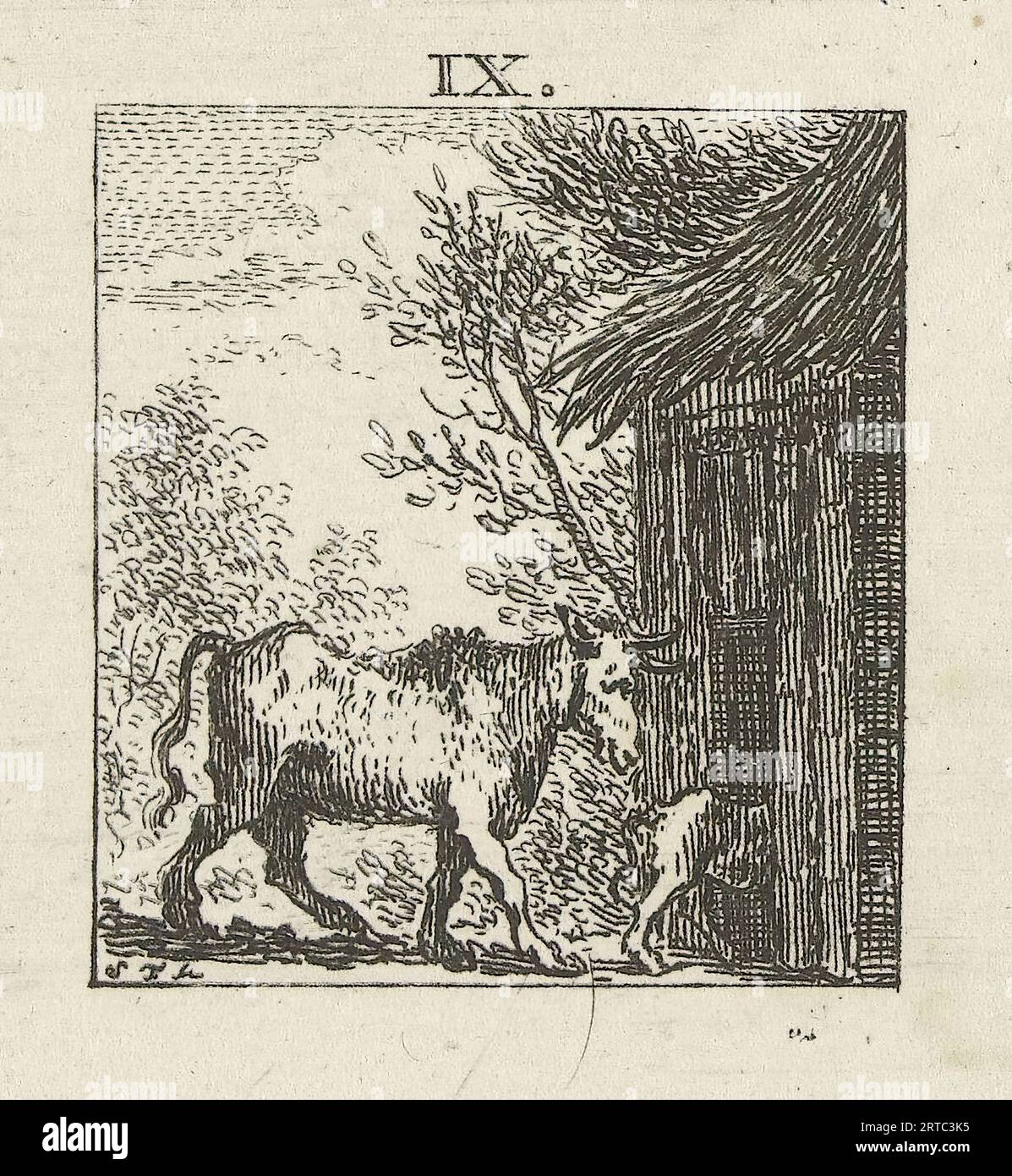Illustration for fable stories of Phaedrus (series title). Simon Fokke (1712-1784) was a Dutch designer, etcher, and engraver. Born in Amsterdam, The Netherlands. Discover the enchanting world of Phaedrus' fables, where timeless wisdom meets captivating storytelling. In 'The Fables of Phaedrus,' you'll embark on a journey through the vivid landscapes of ancient Rome, where clever animals and cunning characters engage in delightful adventures that impart age-old lessons. These fables, both entertaining and enlightening, remain as relevant today as they were in Phaedrus' time Stock Photo