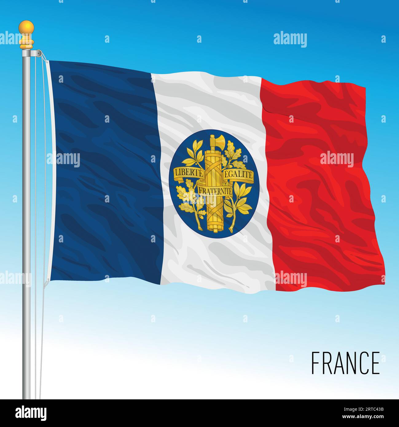 France waving flag with historical french symbol, vector illustration Stock Vector