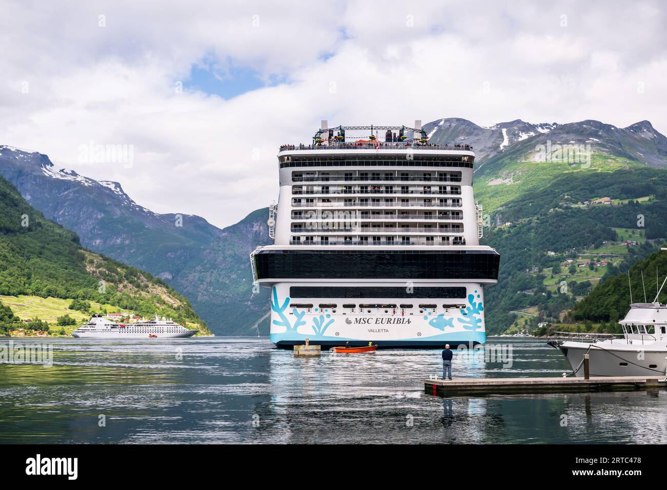 2 cruise ships in Geiranger, Unesco World Heritage, Fjord, Moere and