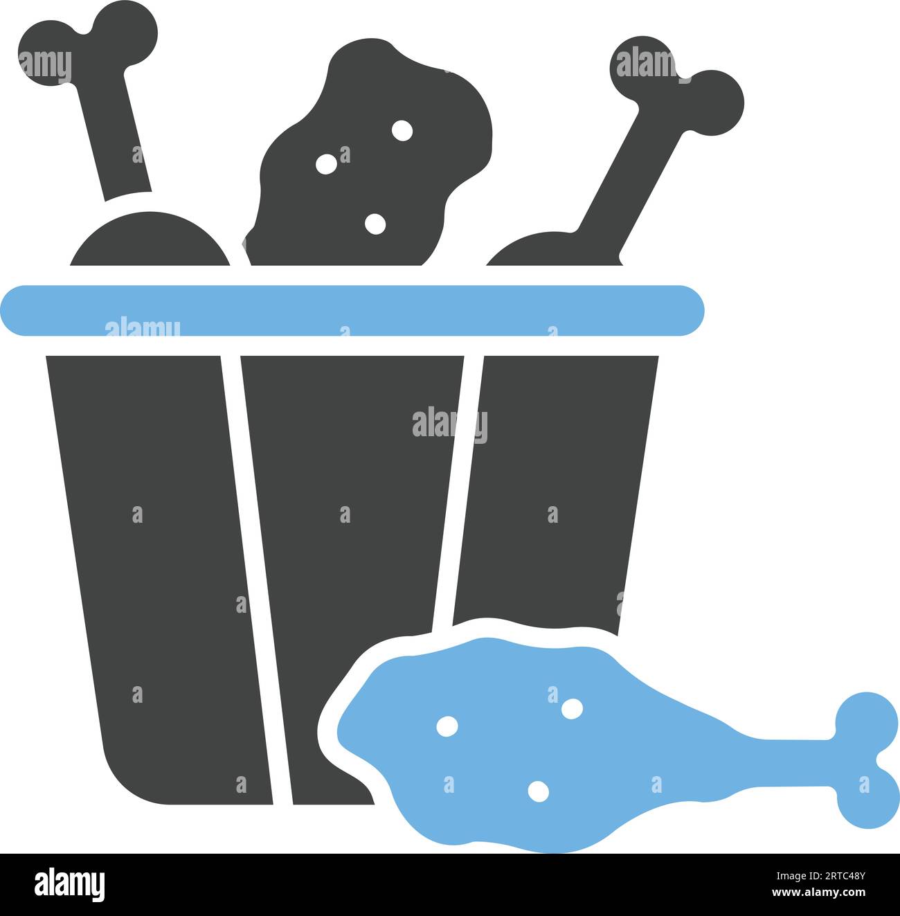 Chicken Piece Bucket Icon Image. Stock Vector