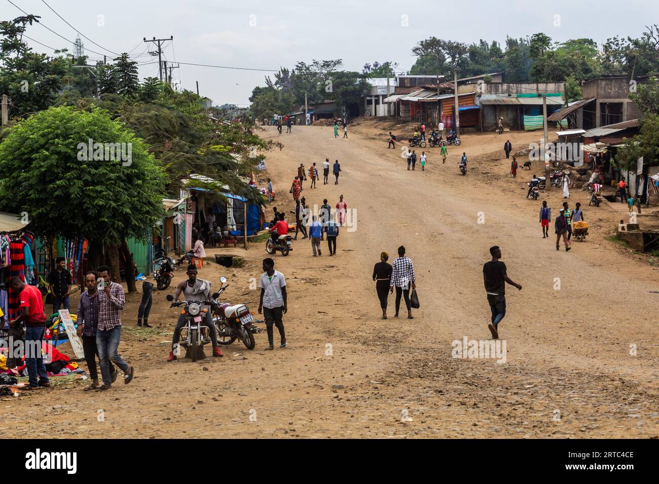 JINKA, ETHIOPIA - FEBRUARY 2, 2020: View of a street in Jinka, Ethiopia Stock Photo
