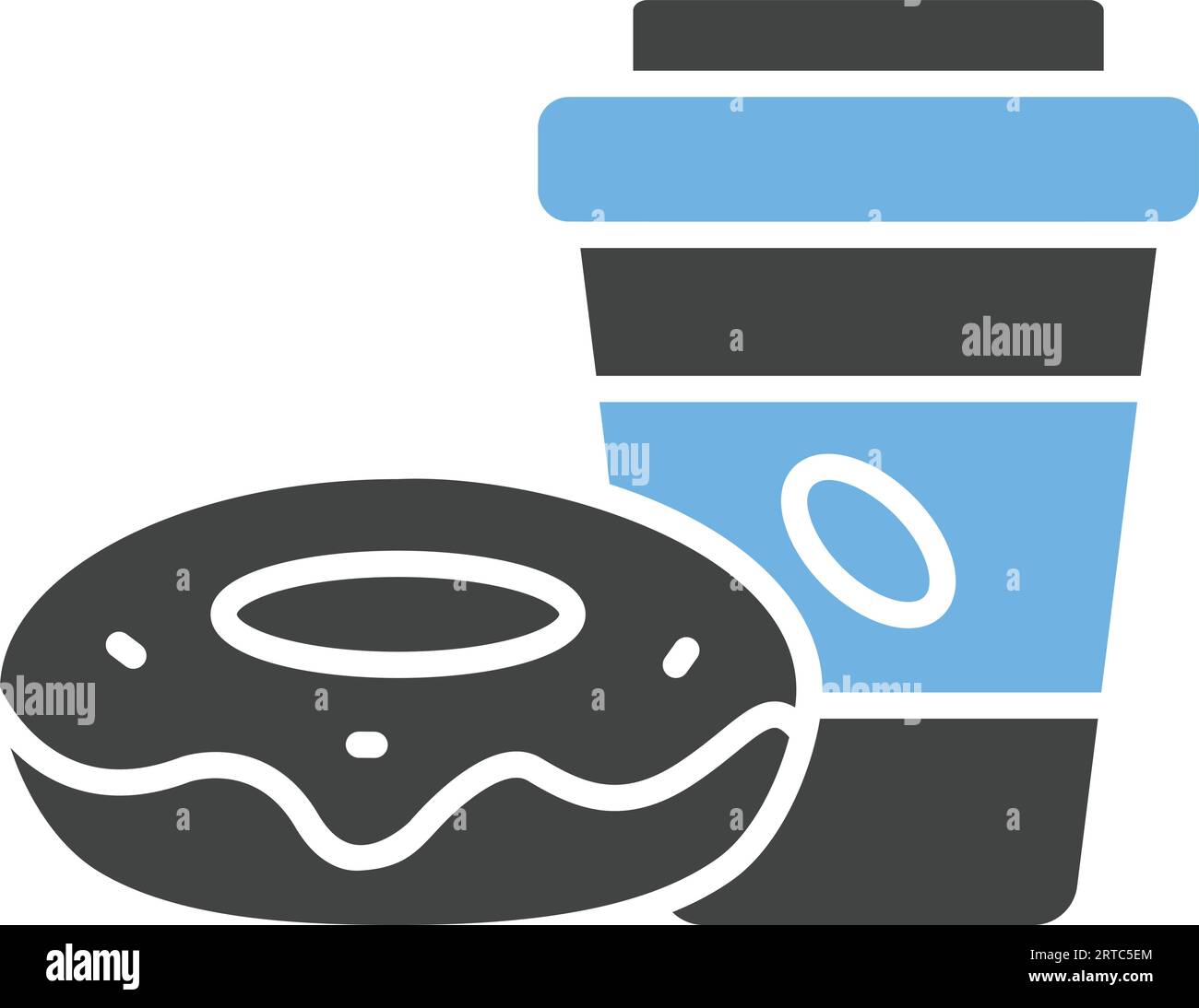 Coffee with Donut Icon image. Suitable for mobile application. Stock Vector