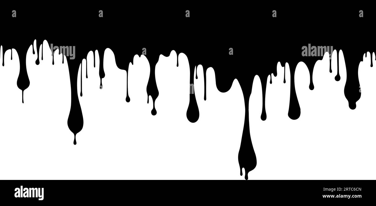 Paint dripping border silhouette. Seamless pattern. Vector illustration