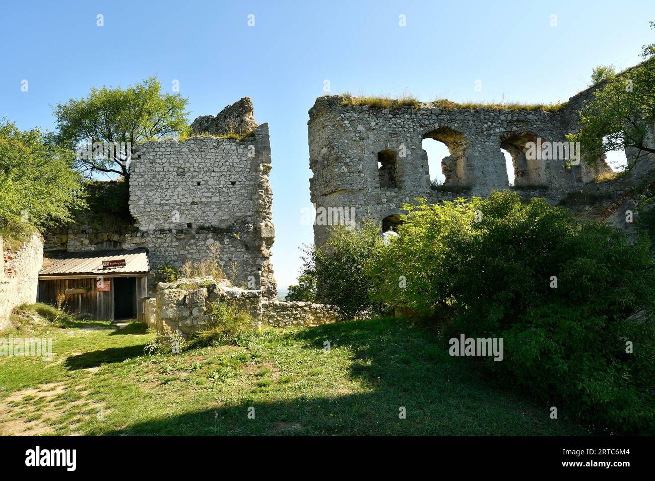 Falkenstein, Austria - September 05, 2023: Inside medieval castle with entrance to the so-called Baptist vault, a Christian association founded and pe Stock Photo
