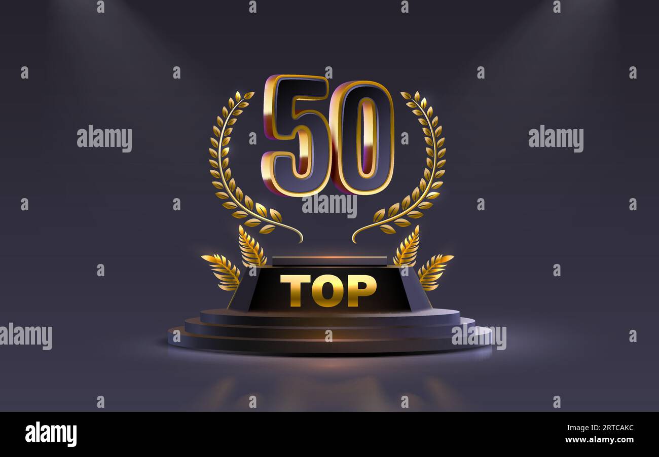 Top 50 best podium award sign, golden object. Vector Stock Vector Image ...