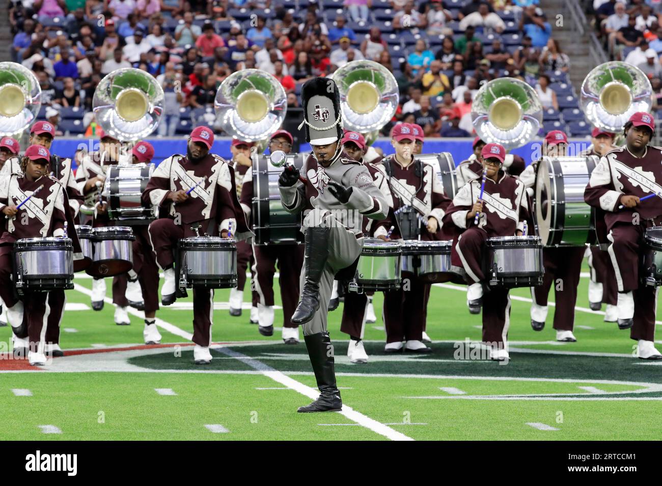 The Texas Southern University Ocean of Soul marching band performs during  the 2023 National Battle of the Bands, a showcase for HBCU marching bands,  held at NRG Stadium Saturday, Aug. 26, 2023,