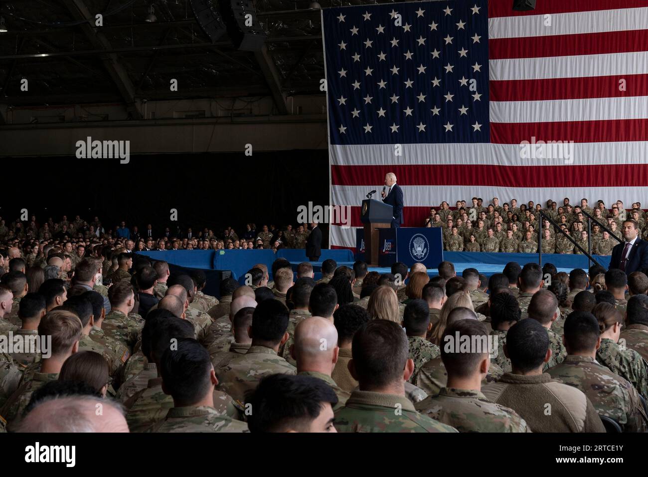 Anchorage, United States Of America. 28th June, 2019. Anchorage, United States of America. 28 June, 2019. U.S. President Joe Biden delivers remarks commemorating the 22nd anniversary of the terrorist attacks of 9/11 during a remembrance ceremony at Joint Base Elmendorf-Richardson, September 11, 2023 in Anchorage, Alaska. Credit: SrA Julia Lebens/U.S. Air Force Photo/Alamy Live News Stock Photo