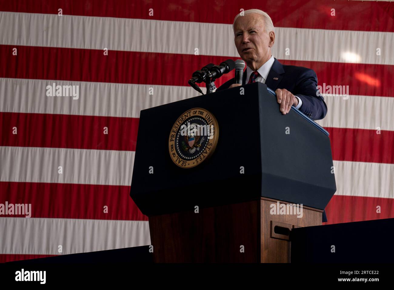 Anchorage, United States Of America. 28th June, 2019. Anchorage, United States of America. 28 June, 2019. U.S. President Joe Biden delivers remarks commemorating the 22nd anniversary of the terrorist attacks of 9/11 during a remembrance ceremony at Joint Base Elmendorf-Richardson, September 11, 2023 in Anchorage, Alaska. Credit: SrA Julia Lebens/U.S. Air Force Photo/Alamy Live News Stock Photo