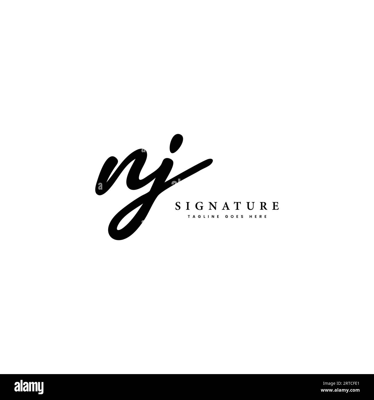 N, J, NJ Initial letter handwritten and signature vector image logo Stock Vector