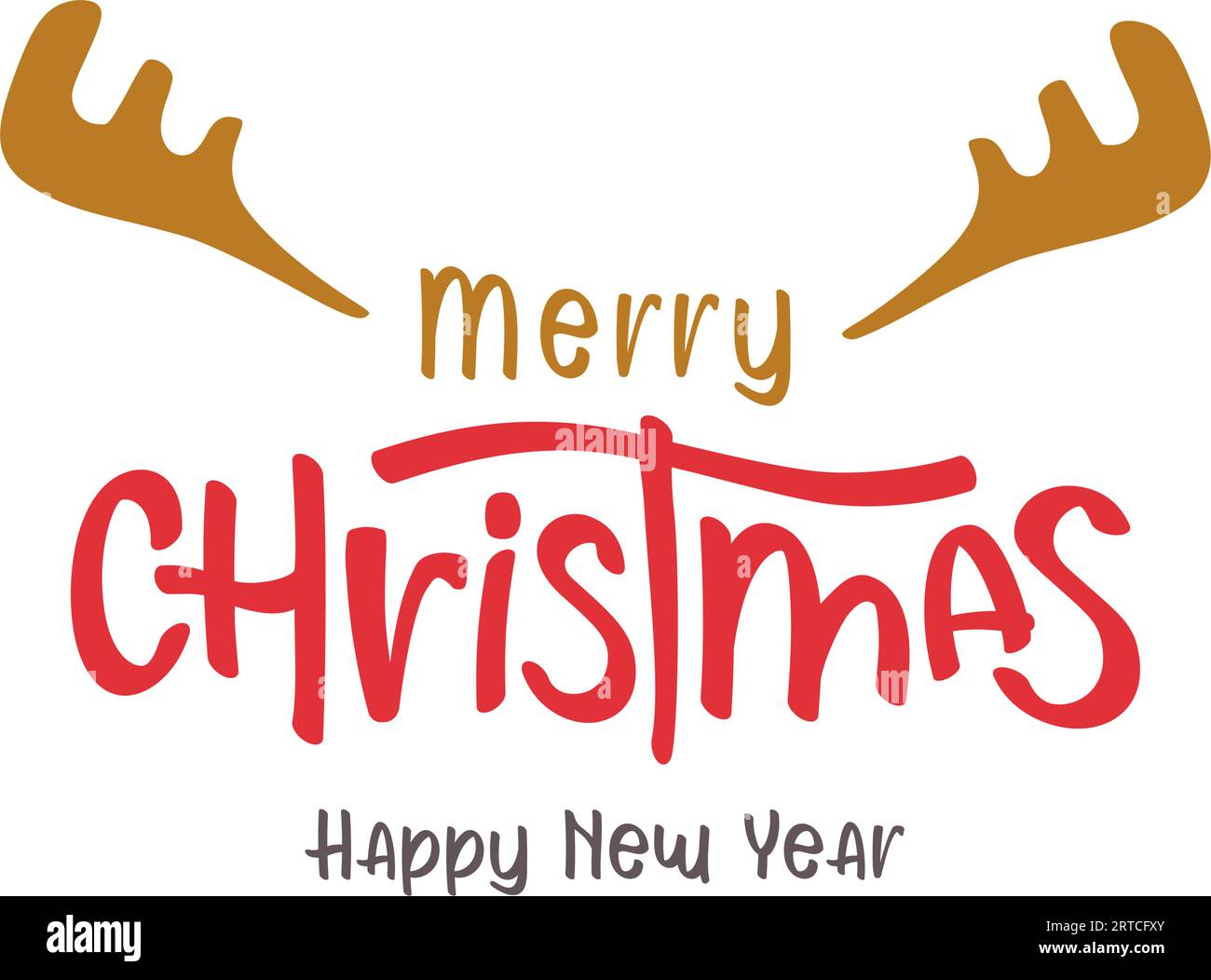 Christmas card with antlers and lettering Stock Vector