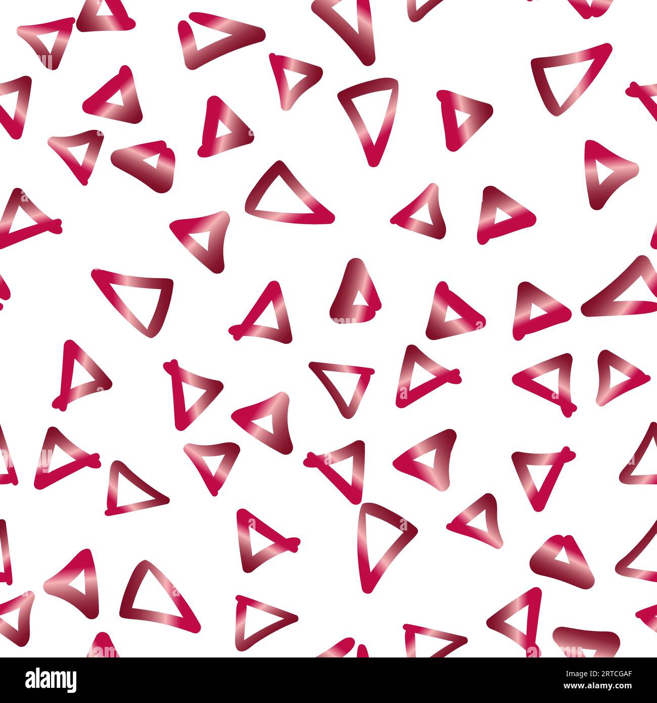 Seamless pattern hand drawn simple triangles pink gradient on white background Stock Vector