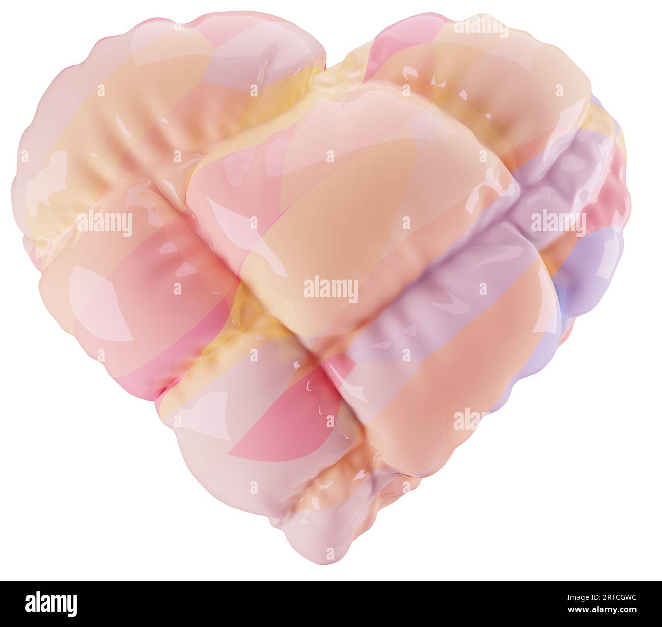 3D pink Heart Illustration, inflated abstract heart balloon clipart ...