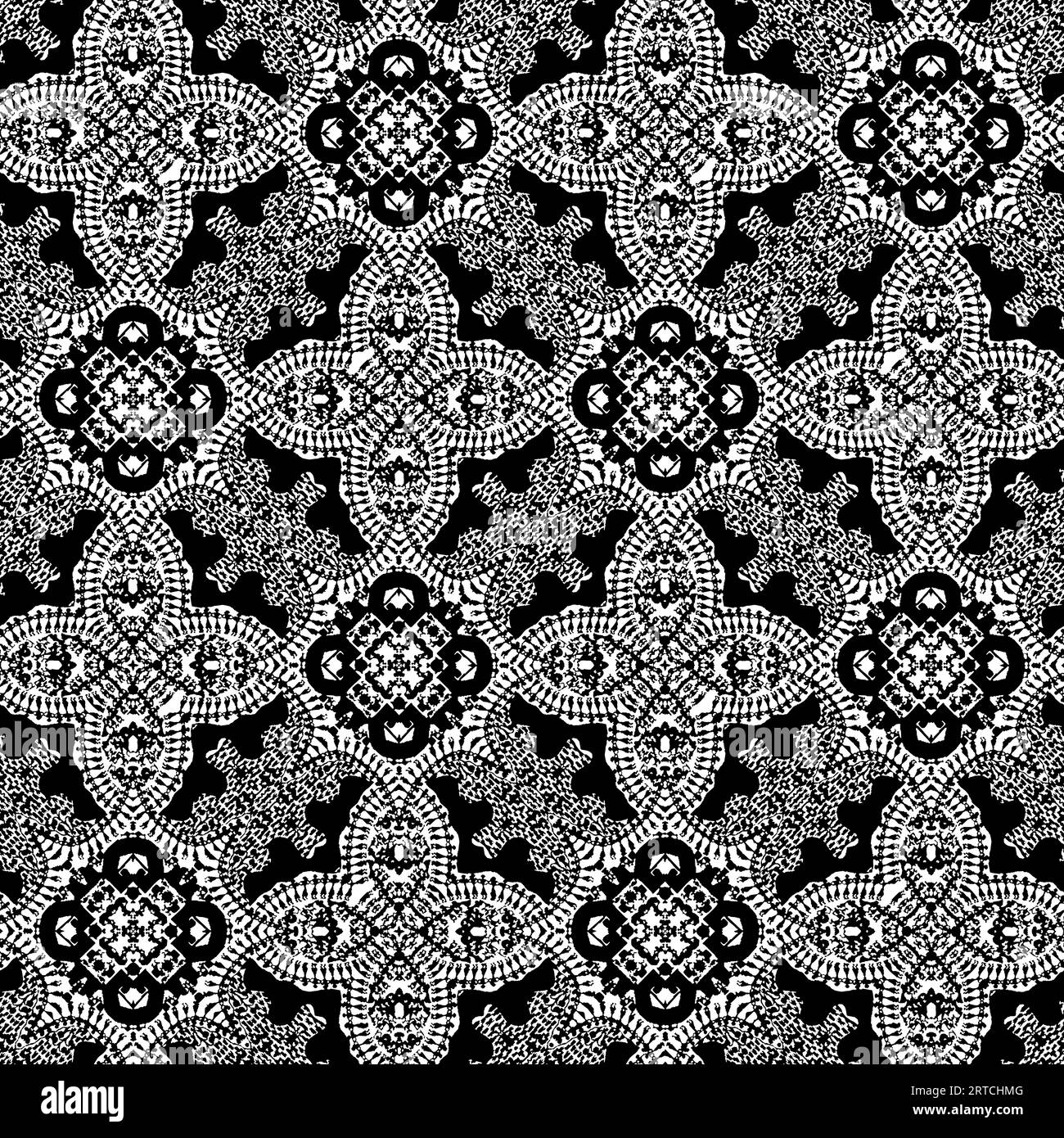 Seamless pattern with lace motifs in black and white Stock Photo - Alamy