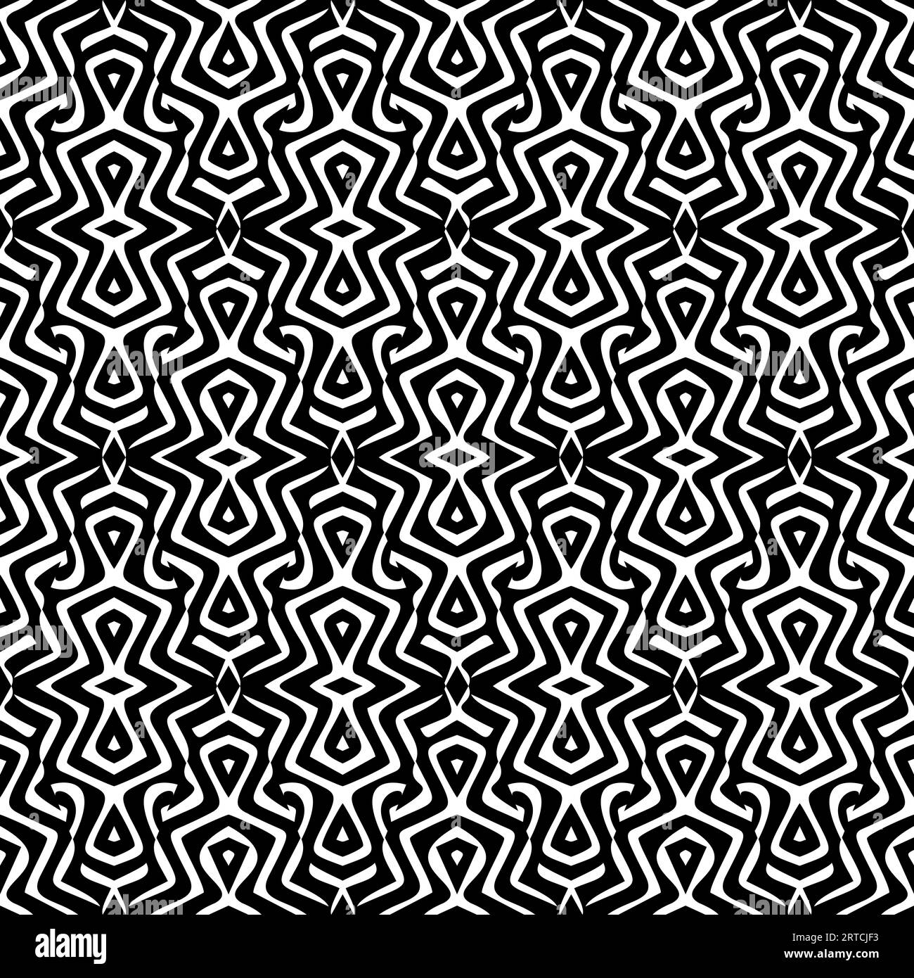 Seamless pattern with ethnic motifs in black and white Stock Photo
